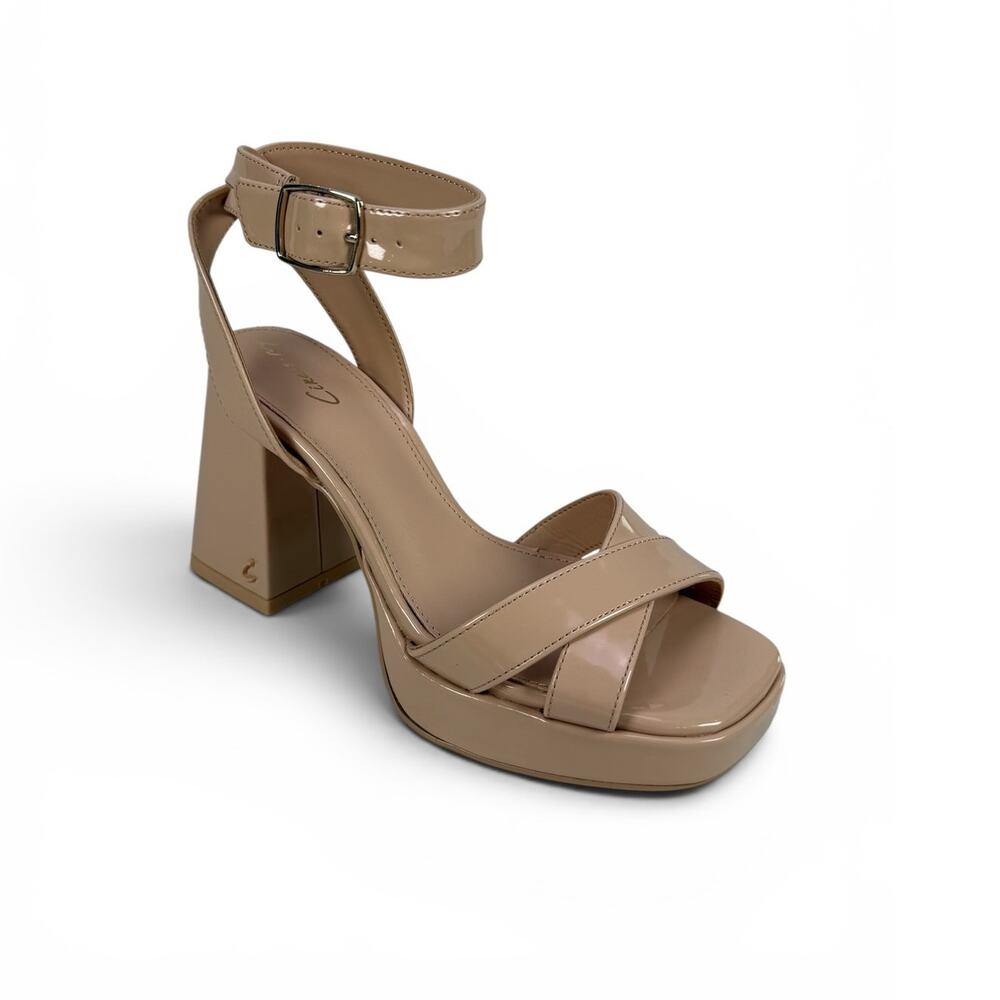 Circus NY Sam Edelman Kaitlyn Platform Heels Womens‎ 6 M Glossy Nude Ankle Strap